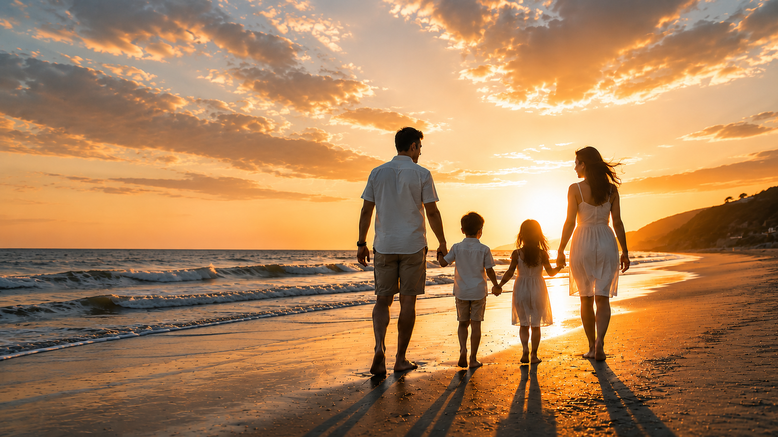 A family enjoying time together at the beach